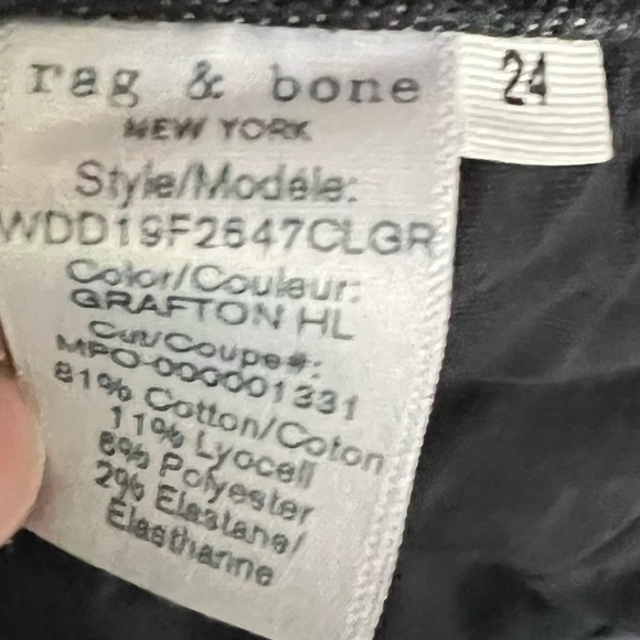 NWT $225 rag & bone | Nina | High Rise Cigarette | Button-fly Jeans in Grafton - Picture 12 of 16